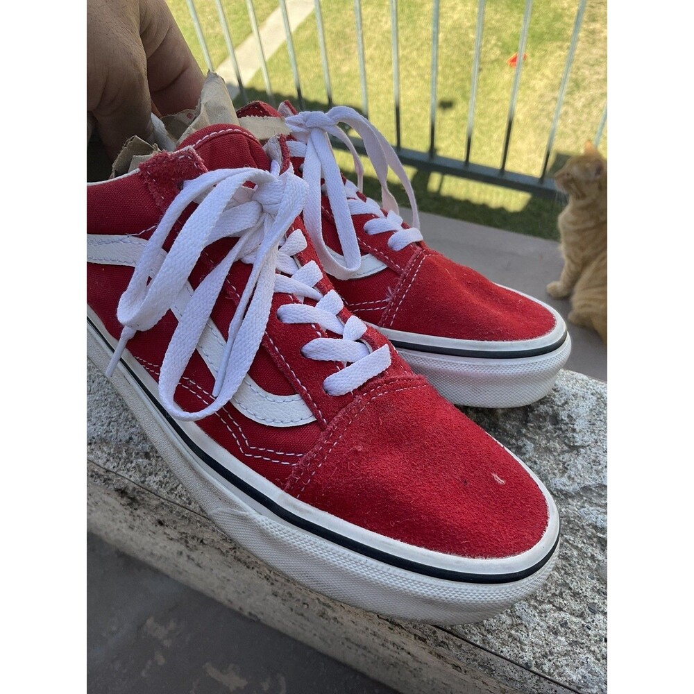 Vans  Old Skool Skate Shoes Red Canvas Suede Women's Size 7.5 Men's Size 6